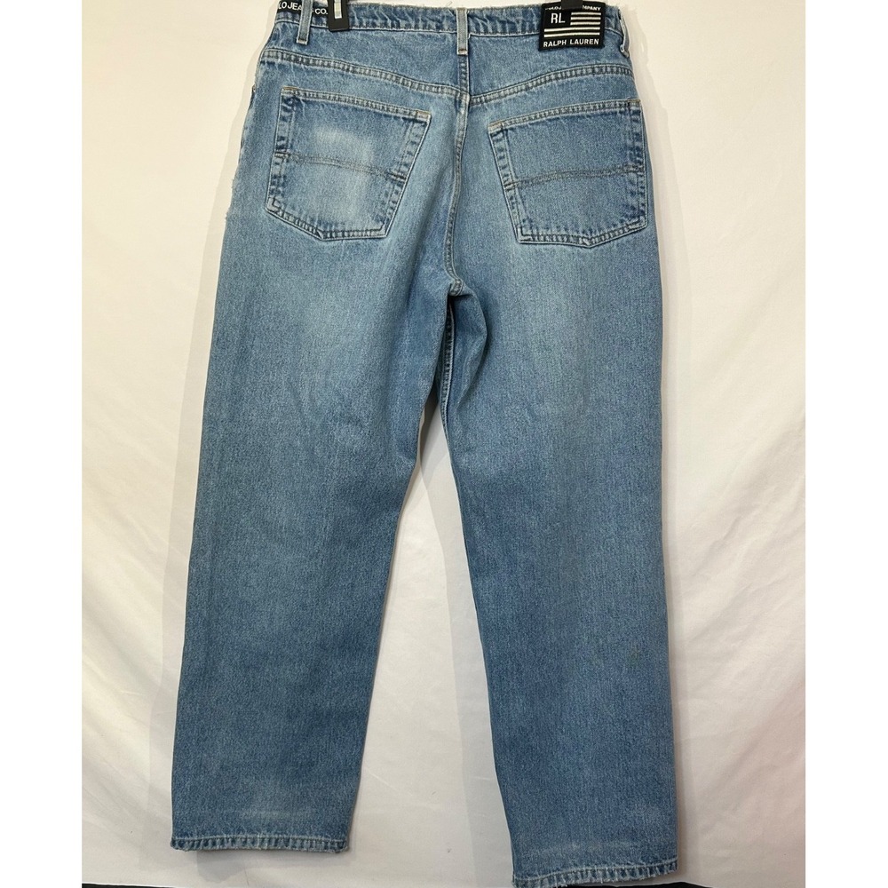 Polo Jeans Company Mens 32x29 Blue Classic Distressed Straight Leg Denim